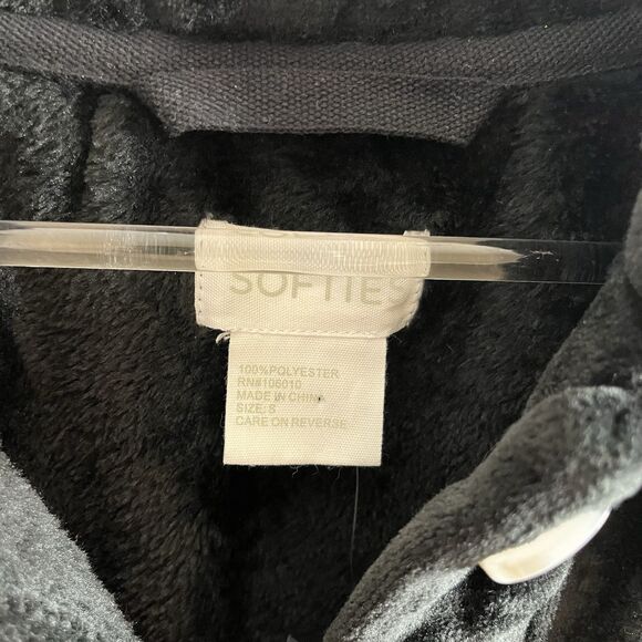 Softies Button Down Embossed Shacket Plush Shirt Jacket size S Black NWT - Picture 2 of 10
